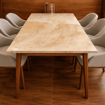 Elegant marble dining table with chairs